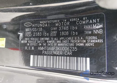 2019 Hyundai Veloster 2.0 z USA, uszkodzony, nr VIN KMHTG6AF3KU006235